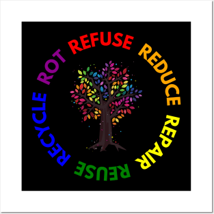 Refuse Reduce Repair Reuse Recycle Rot - Rainbow Tree Posters and Art